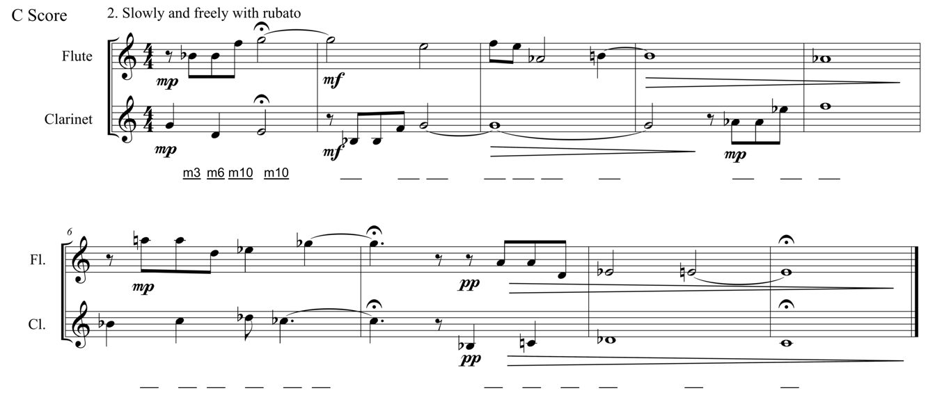 score of Judith Cloud's Six Forays, movement 2