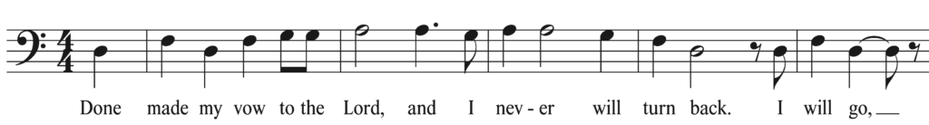 image of melody notated in bass clef