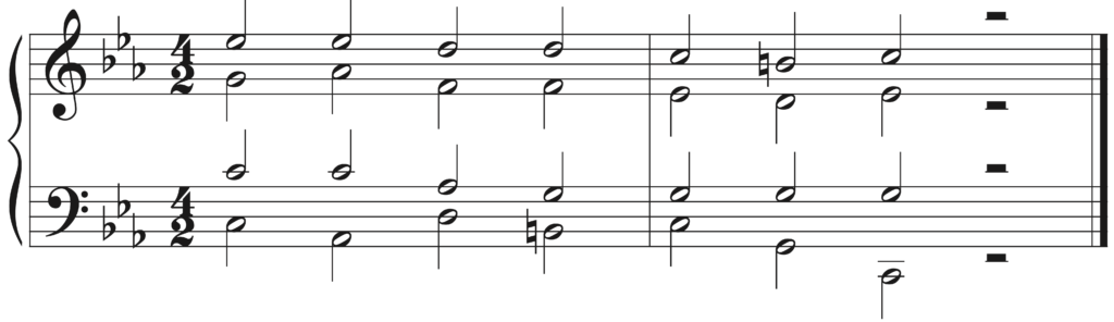 image of homorhythmic chord progression in C minor