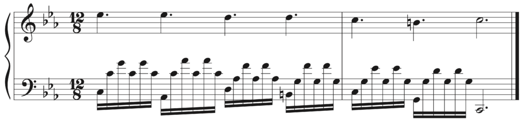 image of progression with arpeggiation in 12/8