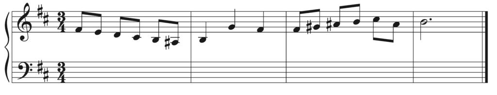 image of score with melody in B minor