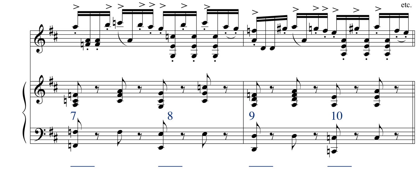 image of score with blanks for Roman numerals beneath staff