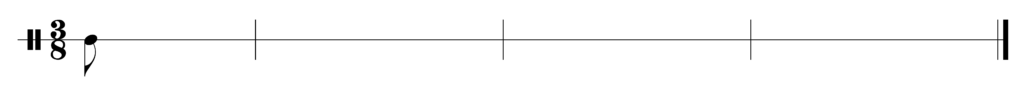 blank staff, 3/8, eighth note, four bars